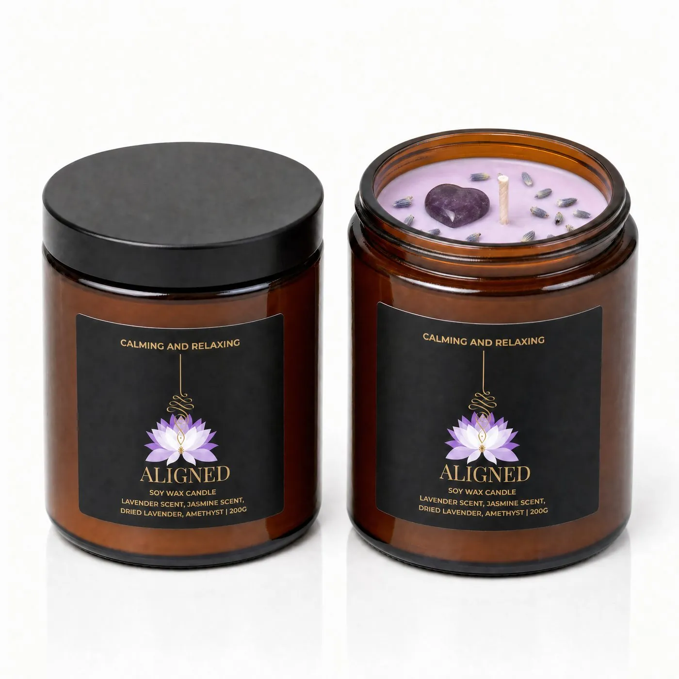 Aligned candle, Calming & Relaxing, studio packshot