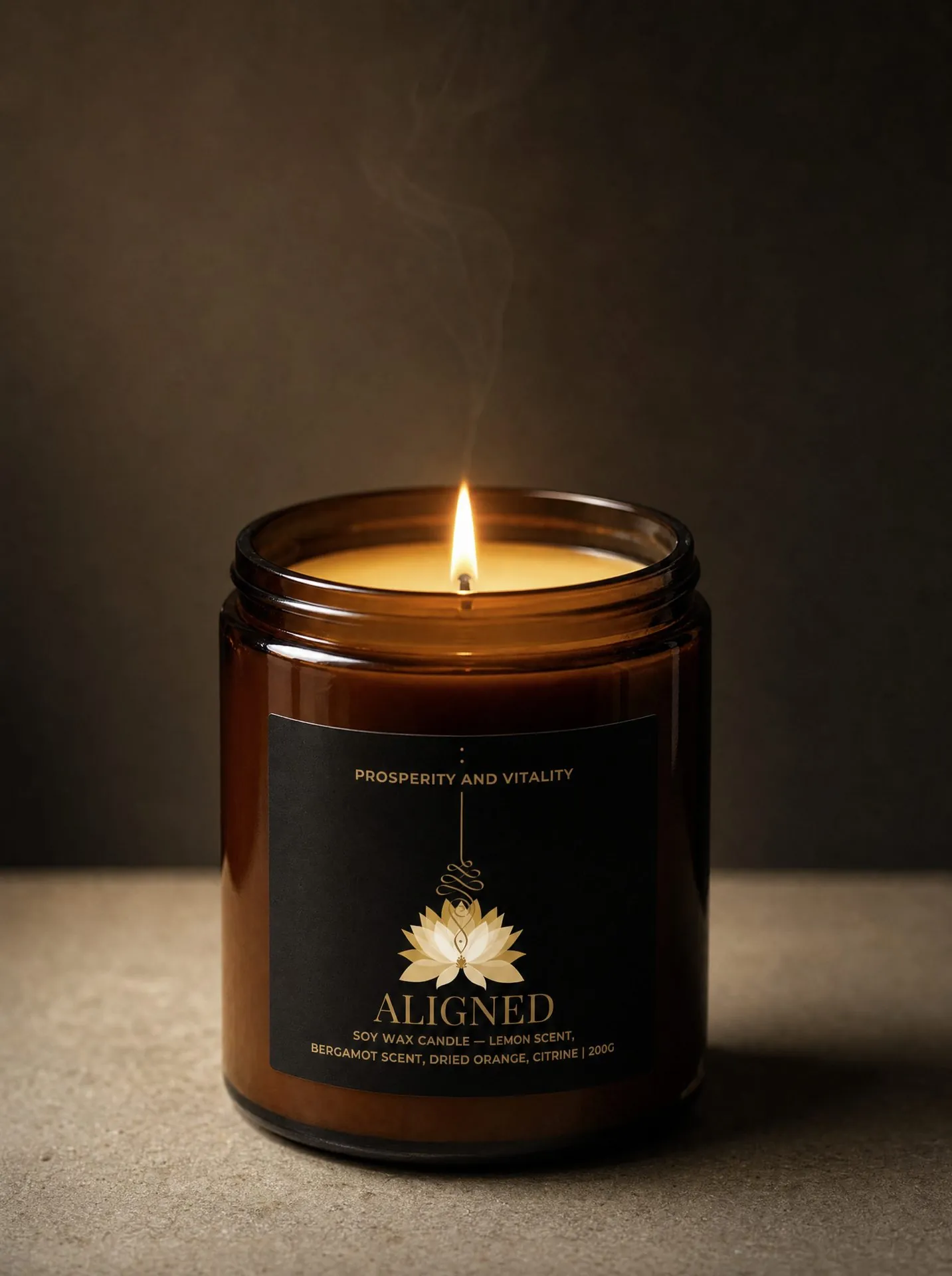 Prosperity & Vitality candle, lit