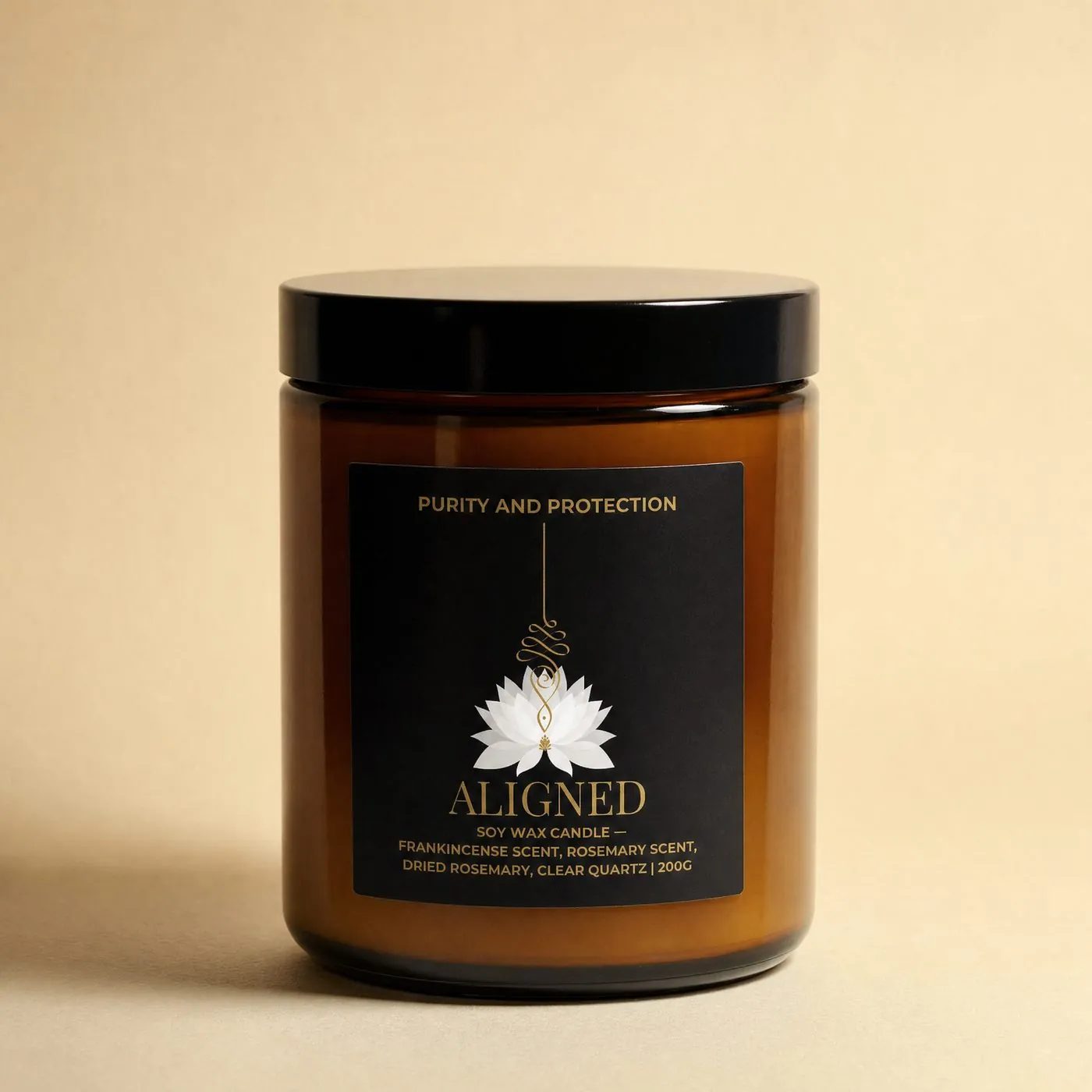 Aligned candle, Purity & Protection, studio packshot
